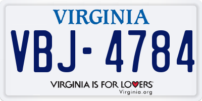 VA license plate VBJ4784