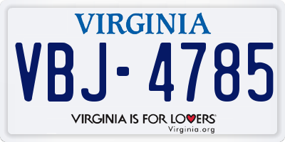 VA license plate VBJ4785