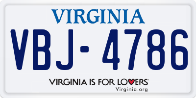 VA license plate VBJ4786