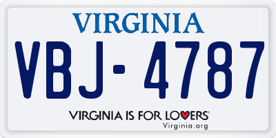 VA license plate VBJ4787
