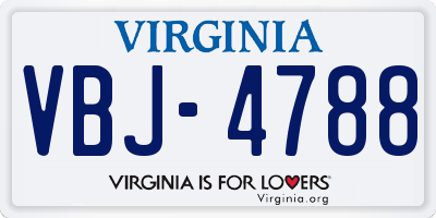 VA license plate VBJ4788