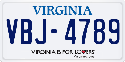VA license plate VBJ4789