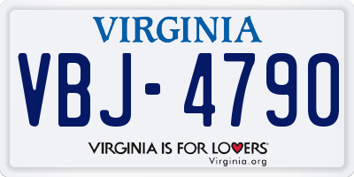 VA license plate VBJ4790