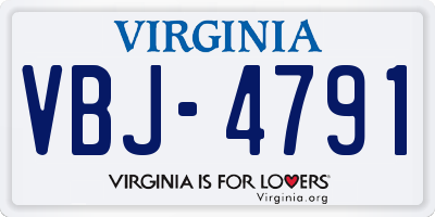 VA license plate VBJ4791