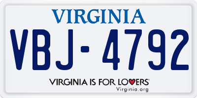 VA license plate VBJ4792