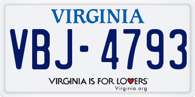 VA license plate VBJ4793