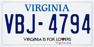 VA license plate VBJ4794