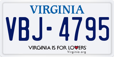 VA license plate VBJ4795