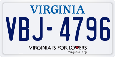 VA license plate VBJ4796