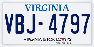 VA license plate VBJ4797