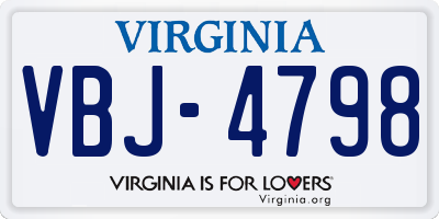 VA license plate VBJ4798