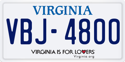 VA license plate VBJ4800