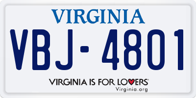 VA license plate VBJ4801