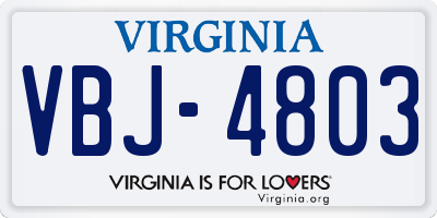 VA license plate VBJ4803