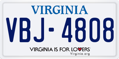 VA license plate VBJ4808