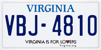 VA license plate VBJ4810