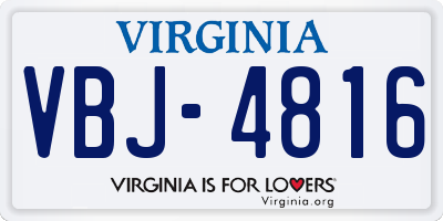 VA license plate VBJ4816