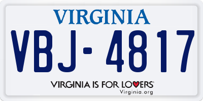 VA license plate VBJ4817