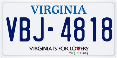 VA license plate VBJ4818