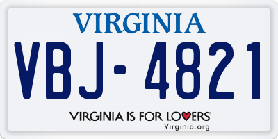 VA license plate VBJ4821