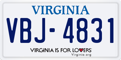 VA license plate VBJ4831