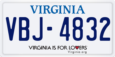 VA license plate VBJ4832