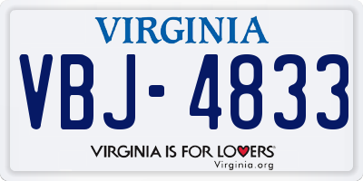 VA license plate VBJ4833