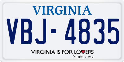 VA license plate VBJ4835
