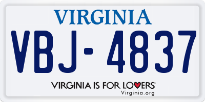 VA license plate VBJ4837