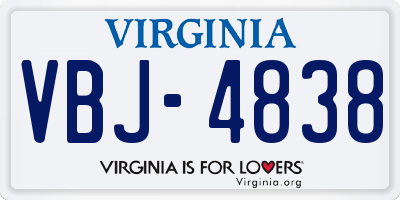 VA license plate VBJ4838