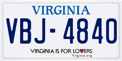 VA license plate VBJ4840
