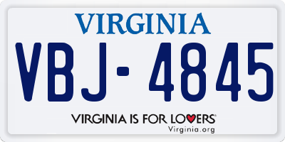 VA license plate VBJ4845