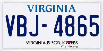 VA license plate VBJ4865