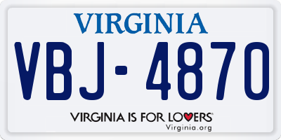 VA license plate VBJ4870