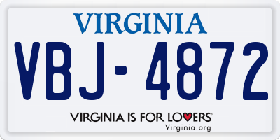 VA license plate VBJ4872
