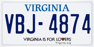 VA license plate VBJ4874