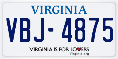 VA license plate VBJ4875
