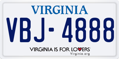 VA license plate VBJ4888