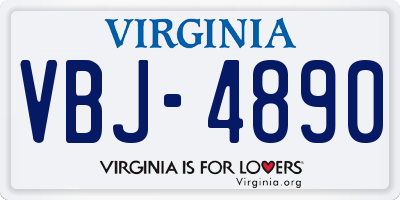 VA license plate VBJ4890