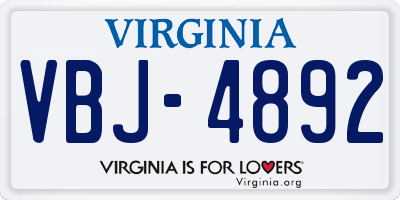 VA license plate VBJ4892