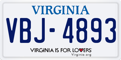 VA license plate VBJ4893