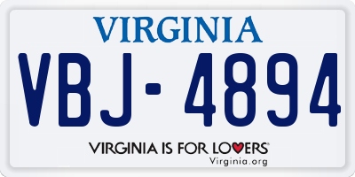 VA license plate VBJ4894