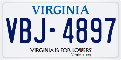 VA license plate VBJ4897