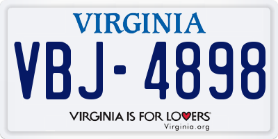 VA license plate VBJ4898
