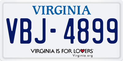 VA license plate VBJ4899