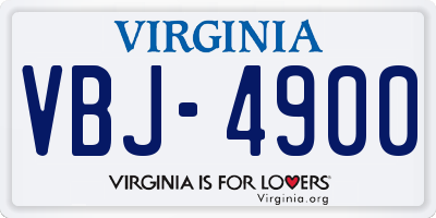 VA license plate VBJ4900
