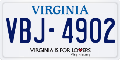 VA license plate VBJ4902