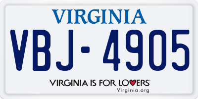 VA license plate VBJ4905