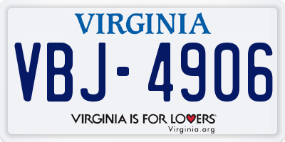 VA license plate VBJ4906