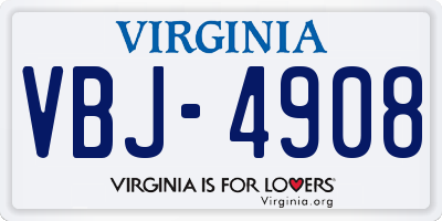 VA license plate VBJ4908